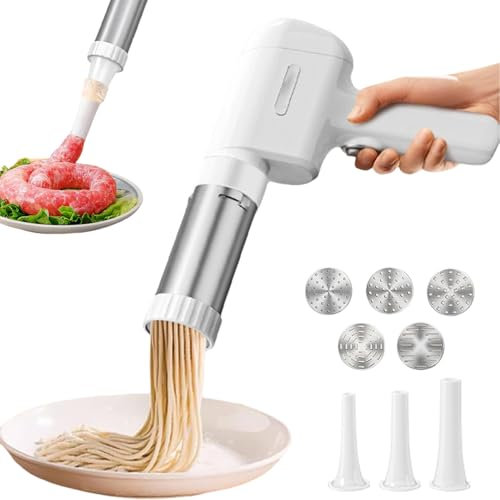 Electric Idiyappam Maker - 2025 New Idiyappam Maker Indian Electric, 40W Cordless Handheld Cordless Automatic Noodle Pasta Maker Machine with 5 Pasta Discs for Homemade Spaghetti Machine Kitchen
