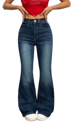 OYICAI Womens High Waisted Bootcut Jeans Curvy Stretchy Buttoned Denim Pants Wide Leg Baggy Jean High Rise Casual Denim Pants Trendy 2025 Bell Bottom Jeans Flare Jean,M13 Blue,Large