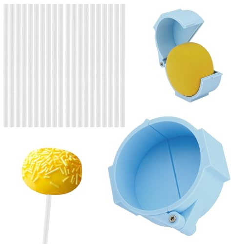 Lyreh Stampo Cake Pop, Stampo Semicircolare in Plastica per Cake Pop con Bastoncini per Dolci Fatti in Casa Feste di Compleanno Dessert Nuziali e Gelato (Blu)