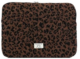 HICARRY Puffy Laptop Hülle für 11 13 15 Zoll Laptop, Cord Süße Leopard Laptoptasche Laptop Sleeve Case mit Schleifenmuster Damen Mädchen Leo Tasche