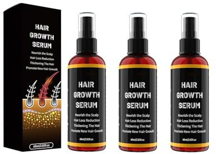 Suero para el crecimiento del cabello en spray para hombres y mujeres, suero espesante natural para cabello seco dañado, aceite nutritivo para el cuero cabelludo, prevención de pérdida (3pcs)