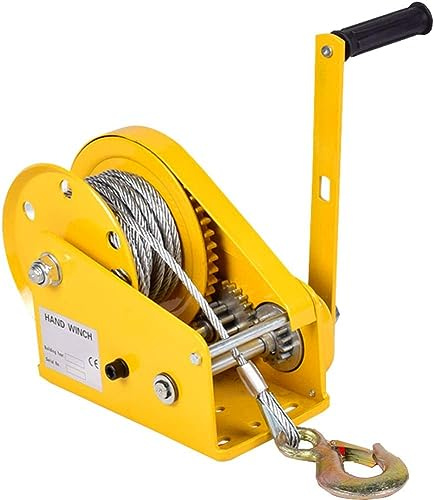 Handwinde Mit Seil Und Stahlhaken - Hochleistungs-Zwei-Wege-ratschenwinde Mit Manueller Kurbel Für Bootsanhänger Mit Automatischer Bremse - Tragbare Manuelle Seilwinde Für Den, 1800lbs, 30m
