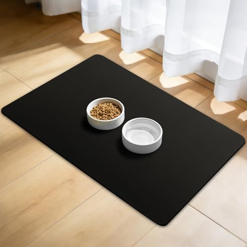 APXEL Haustier Futtermatte, 45x30cm Napfunterlage Hunde wasserdichte Hundenapf Unterlage Fressnapf Futtermatte Saugfähige Silikon Hundematte Fressnapf Matte für Hunde und Katzen | Napi Tablett, Futternapf für Katzen und Hunde, rutschfest und wasserdicht, leicht zu reinigen, einfarbig