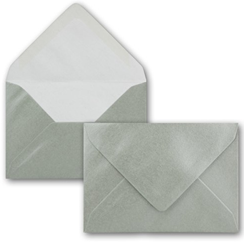 C7 kuvert, spetsig klaff, vått lim 50 Umschläge 27 - Silber Metallic