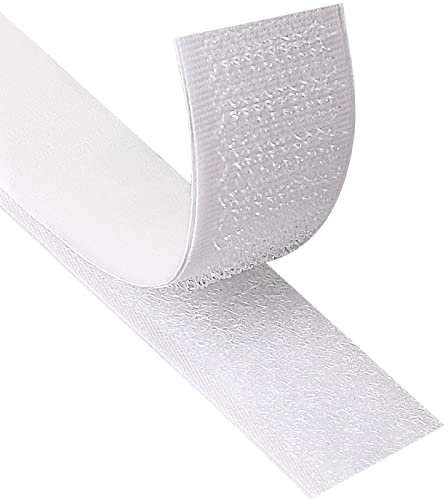 Blooven Klettband Selbstklebend 8 Meter Extra Stark, Doppelseitig Klebende mit Klettverschluss 20mm Breit Selbstklebendes Klebepad Flauschband und Hakenband (Weiß)
