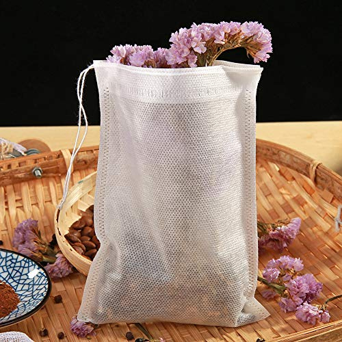 Prosperveil, 50 bustine da tè usa e getta con coulisse, bustine da tè in tessuto per foglie sciolte, tè, spezie, erbe aromatiche, sacchetti di filtro, 12 x 16 cm, confezione da 50 pezzi
