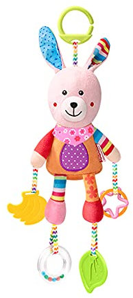 Uposao Kinderwagen Spielzeug, Motorikspielzeug zum Aufhängen,Cartoon Tier Niedlich Plüschtier Kinderbett Anhänge Kleinkind Spielzeug Lernspielzeug Geschenk für Neugeborene Kleinkinder,Hase