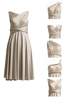 Robe Courte Infinity Demoiselle d'honneur, Portefeuille Multiposition Femme Robe Convertible Soiree Invitée Mariage Longueur du Genou