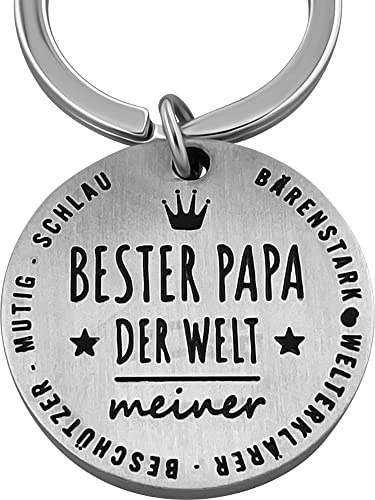 LANOLU Schlüsselanhänger Papa, Anhänger bester Papa, Vatertag, bester Papa Geschenke, Vater Glücksbringer, Vatertagsgeschenk Schlüsselanhänger Metall mit Gravur