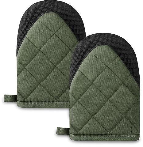 AUAUY Gant de Cuisine épais en Coton, 1 Paire Gants de Four Résistant à la Chaleur, Gants de Cuisine Antidérapants, Gant Cuisine Anti Chaleur pour Cuisiner, Barbecue, Cuisson (Vert)
