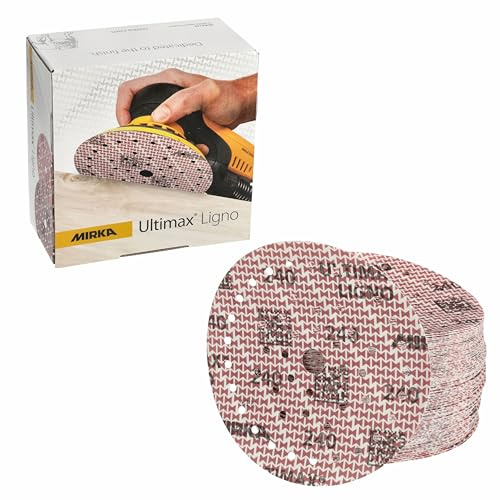 Mirka Schleifscheiben Ultimax Ligno Ø 150 mm Klett Korn 240 100 Stück | Ideal für Holzoberflächen hohe Schleifleistung langlebig mit Multi-Lochung für staubarmes Arbeiten