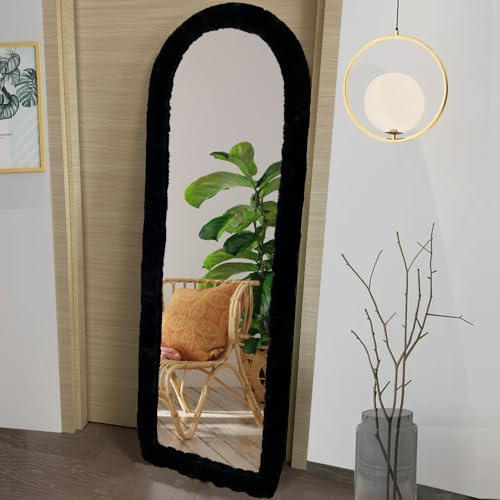 UYRIE Fluffy Mirror Cover - 64x21 Full Length Stretch Universal Ultra Soft Non-Slip Cover Warm Home Decor for Bedroom Cloakroom, Gift for Girls