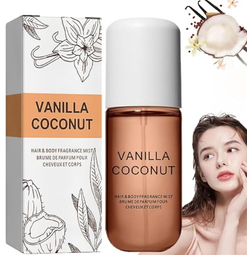 Vanilla Coconut Perfume - Coconut Vanilla Perfume,Vanilla Coconut Hair and Body Perfume Spray,Vanilla Skin Perfume,Skin Full Size Body Mist,Vanilla Hair & Body Fragrance Mist for Women (Vanilla)