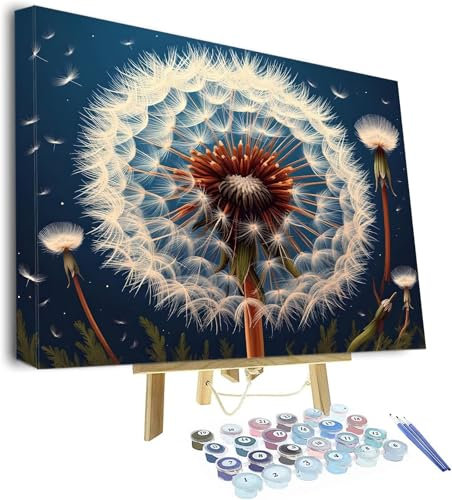 Malen Nach Zahlen Erwachsene Löwenzahn Malen Nach Zahlen Kinder, Paint by Numbers Anlage Knitterfreie Leinwand Bilder, diy GemäLde Kit mit Pinsel und Acrylfarbe Als Geschenk für Wanddeko 100x70cm P863