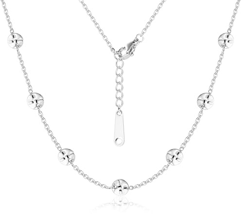ALEXCRAFT Ketten Silber Halskette Damen Frauen, Sterling Silber 925 Halsketten mit Scheibe Charm Kette, Verstellbare Schlüsselbeinkette Stapelbare Einzelne Halskette ohne Anhänger Boho Schmuck Ketten
