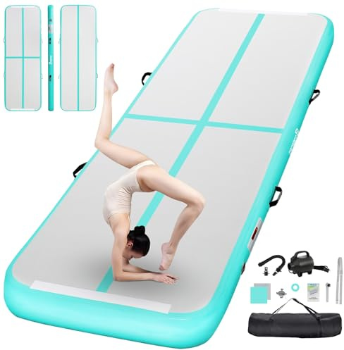 FBSPORT Airtrack Matte,10/20cm Hoch Verdicken 2/3/4/5/6 M Tumbling Matte,Gymnastikmatte mit Luftpumpe,Trainingsmatte mit Tragetasche,Turnmatte für Zuhause, Outdoor,Yoga, Übungsgymnastik usw