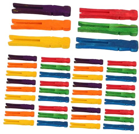 Toyvian 50 pezzi Mollette in Legno Rotonde per Bucato e Decorazioni Clip Colorate Resistenti per Foto e Artigianato per Casa e Fai da Te