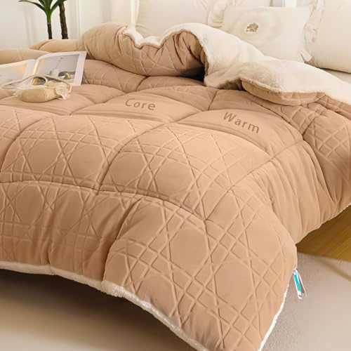 Fleece-täcke, varmt vintertäcke, 180 cm, 200 cm, 230 cm, enkel storlek, tjock fleece-täcke (C, 200 x 230 cm/4,0 kg)