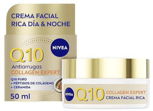 NIVEA Q10 Antiarrugas Collagen Expert Crema Facial Rica Día y Noche, 50 ml