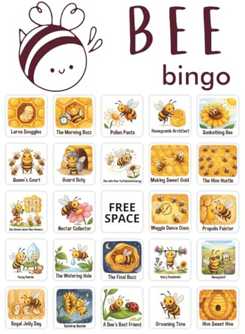 Bee Bingo: 32 player game for world bee day classroom activity, beekeeper apiary party, bee birthday party game