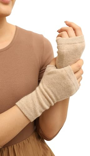 prettystern kashmir pulsvärmare fingerlösa handskar kraghandskar mjuka varma