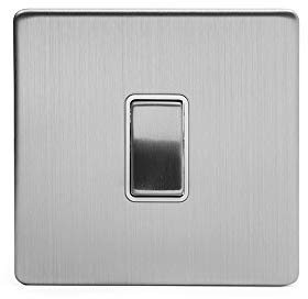 Soho Lighting Brushed Chrome 1 Gang 2 Way 10A Light Switch Wht Ins Screwless