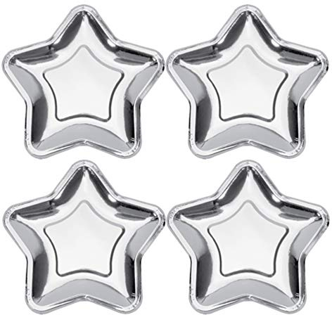 HEALLILY 10 stücke Weihnachten einweg kuchenform fünfzackigen Stern pappteller einweg papierfach sternform Teller für Weihnachten Geburtstag Silber