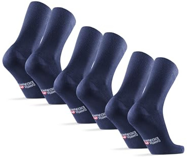 DANISH ENDURANCE 3-Pack Bambustrumpor med Lös Resår, Bred & Mjuk Mudd, för Dam & Herr, Marinblå, 39-42