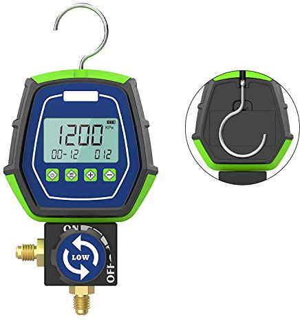 MOTOCOCHE R32 Manomètre Climatisation Frigoriste avec 90 Réfrigérants Intégrés, Manometre Numerique Climatisation Manifold Frigoriste Electronique Pour Diagnostic Réparation Climatisation