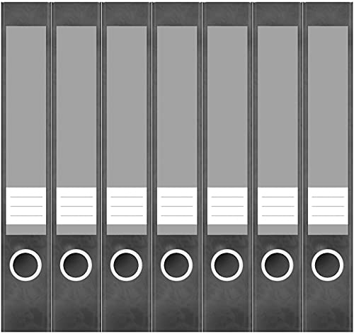 Etiketten für Ordner | Grau 6 | 7 Aufkleber für schmale Ordnerrücken | Selbstklebende Design Ordneretiketten Rückenschilder