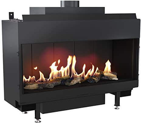 Kratki LEO/100/G20 Gaskamin-Einsatz Leo 100 zum Einbau, Frontverglasung, Brennstoff: Erdgas (NG), aus Stahl, Nennwärmeleistung: 9 kW, EEI 94,4, automatische Steuerung und Fernbedienung