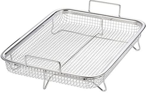 Spetebo Edelstahl Backofen Grillkorb mit Griffen - 32 x 23 cm - Backkorb für fettarmes Garen - Metall Ofen Grill Pommes Gitter Back Korb Spülmaschinen geeignet