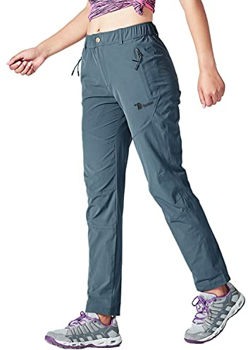 YSENTO Damen Wanderhose Outdoorhose Wasserdicht Schnelltrockend Stretch Trekkinghose Funktionshose mit Reißverschlusstaschen