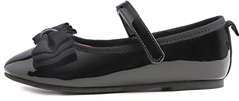 Feversole Girls Cute Dress,Ragazze Mary Jane Strap Scarpe Basse Ballerine da Principessa Scarpe da Scuola Piatte Nero 30 EU