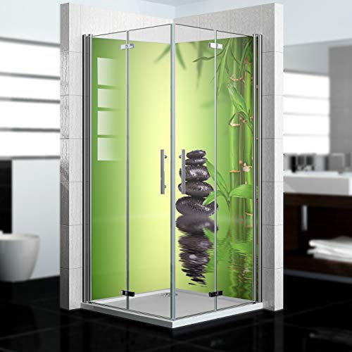 dedeco Pannello posteriore doccia impermeabile con motivo Zen V2, 2 x 100 x 210 cm, come parte posteriore del bagno per la sostituzione delle piastrelle, come parete decorativa, rivestimento da parete