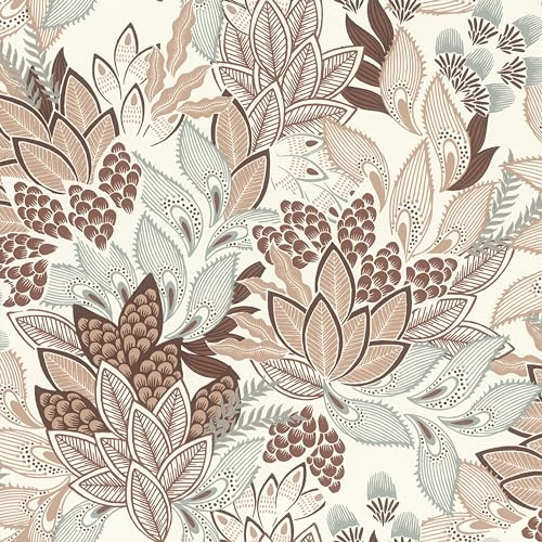 Rasch Tapeter 866223 – fibertapet med blad i blågrå, beige och brun från Symphony-kollektionen – 10,05 m x 0,53 m (L x B):