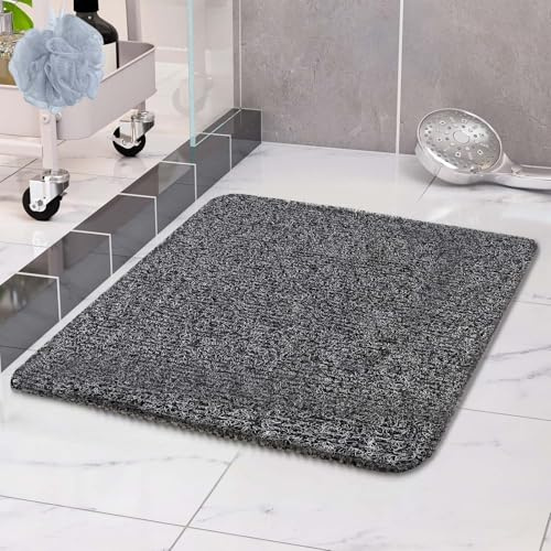 COSYLAND Duschmatte rutschfest 60 × 60 cm - Duscheinlage rutschfest mit Ablauf - Weiche PVC-Luffa Antirutschmatte Badewanne - Schnell Trocknende Badematten - Weiß + Schwarz