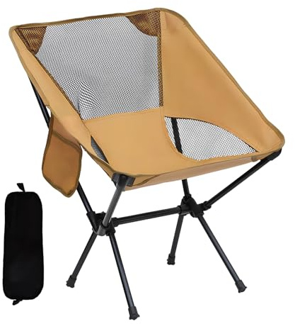 Shyllin Silla Plegable Camping, Silla Playa Plegable, Sillas Plegables Camping con Bolsa de Almacenamiento Portátil, para Jardín, Playa, Pesca y Viajes (Caqui)