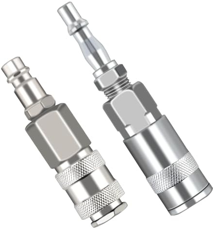 4 Pcs Pcl to Euro Adapter for Compressor, Pcl Airline Fittings, Air Line Connectors, Air Compressor Fittings, 1/4 Inch BSP Male (1/4 inch) Euro & 1/4 Airline Adapter, Female & Male Fitting