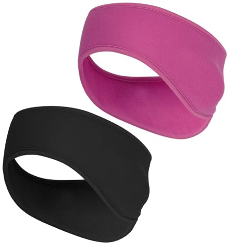 AOOSA 2 Pièces Bandeaux de Hiver, Femmes Hommes Bandeau de Sport, Thermique Extensible Cache-Oreilles, Bandeaux de Course, Bandeau Cache Oreille pour Sports, Yoga, Danse, Running, Ski, Cyclisme