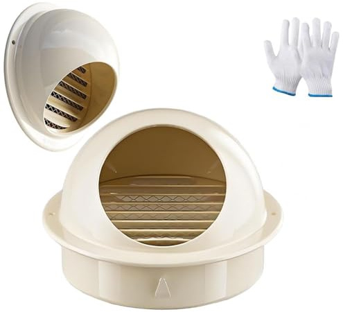 Generico Coperture Aerazione Tonda Acciaio Inox Aria 70mm-200mm Cappa di Scarico dell'Aria Parete, Sfera Griglie di Ventilazione per Garage Cucina Armadio Antipioggia, Beige(Beige,5.9in/150mm)