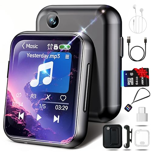 VLYNDER® Reproductor MP3 con Bluetooth 5.4, 64GB | Mini HiFi-Music Player con Clip Deportivo | Premium | Pantalla Táctil 2,01 Pulgadas | Cámara 720P | Radio FM | Grabadora de Voz | Expansible 256gb