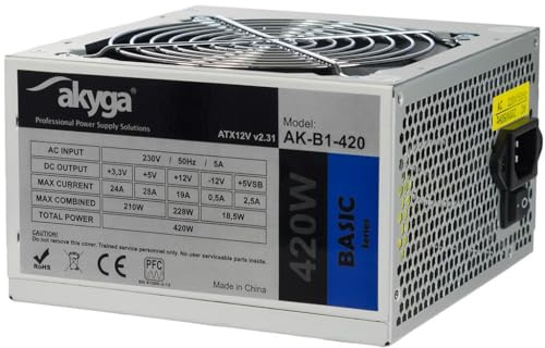 AKYGA AK-B1-500 Netzteil 500W, 120mm leiser Lüfter grau