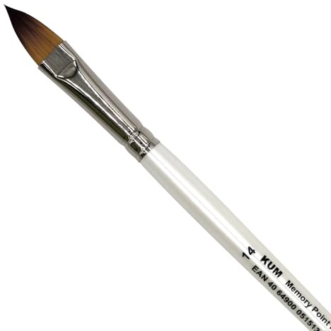 KUM - Aquarellpinsel Memory Point Katzenzungenform Größe 14 | Malpinsel für Künstler, Künstlerbedarf für Aquarellmalerei und Watercolor