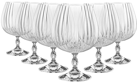 Bormioli Rocco America '20s Brandy Glasses - Vintage Art Deco Cocktail Wine Stemware Glass - 650ml - Clear - Pack of 12