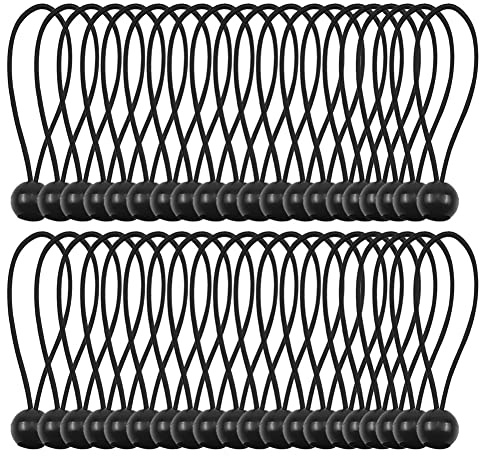 JAHQ 40pcs Tendeur Elastique, Tendeurs Elastique Caoutchouc avec Boule, pour Bâche,Pavillon,Tente,Rideaux,Grillage Jardin.Fixation de Bâche de Serre,Fixation de Bâche de Remorque.