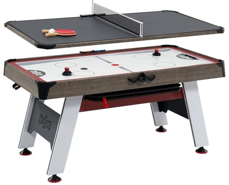 Hall of Games 5.5' Arcade Air Powered Hockey Table and Tennis Top 2-in-1 with Pusher, Puck, Net, and Paddle Set