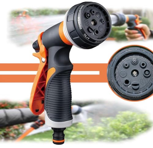Pistola Giardino Acqua, Pistola Giardino, Pistola Irrigazione Giardino, Pistola Ad Acqua per Autolavaggio, 8 Modalità, Pressione del Palmo, per Irrigazione da Giardino, Sistemi di Autolavaggio
