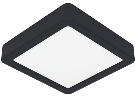 Eglo Fueva 6 Lámpara de techo LED cuadrada, de superficie, de plástico, en blanco y negro, color luz blanco cálido o blanco frío, 15 x 15 cm