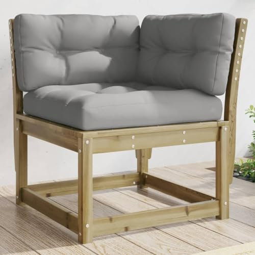 NQJIBUE Gartenmöbel Gartensofa Ecke mit Kissen 73x73x78cm imprägniert Holz Kiefer Outdoor Sitzgelegenheit